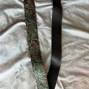 Floral Embossed Leather Belt